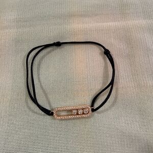 Messika Triple Diamond Full Diamond Black Cord Adjustable Bracelet